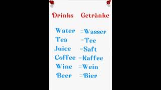 Basic Drinks Name in German learngermanlanguage language learngerman [upl. by Margarethe]