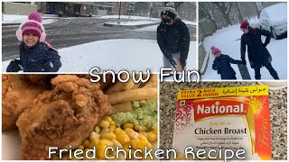 Winter Break mai Kids ke sath Snow FunAur buhut hee aala Fried ChickenChicken Broast Recipe [upl. by Atirak862]