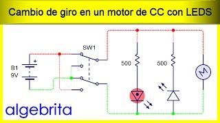 Motor de corriente continua circuito eléctrico para cambio de giro con LEDS Electricidad 415 [upl. by Zimmermann924]