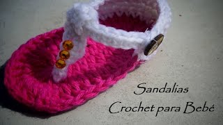 Sandalias para bebÃ© Tejidas a Ganchillo Crochet [upl. by Atrim]