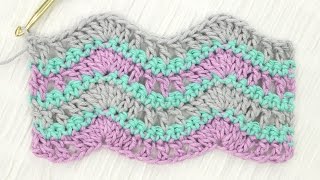 Simple Wave Stitch Crochet Tutorial [upl. by Ahsiuqet503]