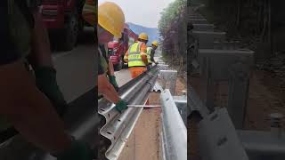 Installation process of highway galvanized isolation board [upl. by Dorr760]