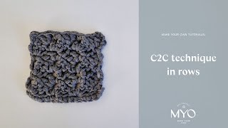 How to crochet C2C technique in rows  tutorial  Hur du virkar C2C tekniken i rader [upl. by Kado]