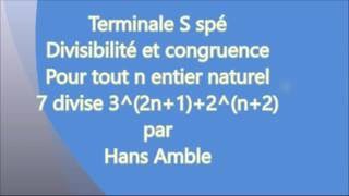 TS spé maths 7 divise 32n12n2 FACILE congruence et divisibilité [upl. by Nuyh]