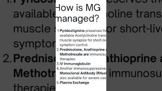 How is Myasthenia Gravis managed myastheniagravis [upl. by Ahsineb]