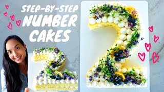 How to make a Number Cake with Flowers  FREE PRINTABLE NUMBERS [upl. by Eteragram160]