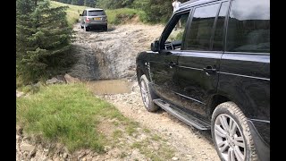 Strata Florida amp the quotBomb Holequot  Wales  Two stock Range Rovers Green Laning [upl. by Magulac]