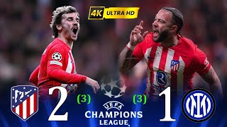 Atletico Madrid 21 32 Inter Milan UCL 2024 Extended Highlights amp Goals UHD 4K 🎤 عصام الشوالى [upl. by Berk383]