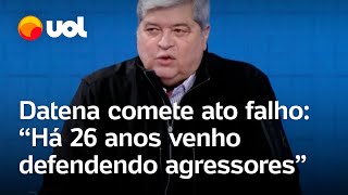 Datena se confunde em debate SBT e diz Há 26 anos venho defendendo bandidos que agridem mulheres [upl. by Teresina]