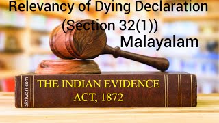 Relevancy of Dying Declaration Section 321 Indian evidence act in Malayalam [upl. by Akehsal]