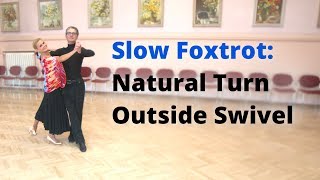 Slow Foxtrot Basic Lesson  Feather Step Open Telemark Natural Turn Outside Swivel Feather Ending [upl. by Adnol]