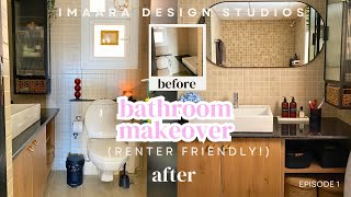 DIY Small Bathroom Makeover  Renter Friendly  Imaara Design Studios [upl. by Wahl]