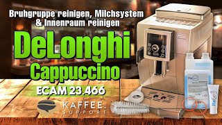 DeLonghi Cappuccino Brühgruppe reinigen Milchsystem amp Innenraum reinigen [upl. by Ardnoek796]