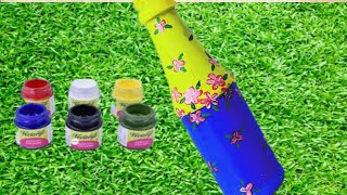 Very Beautiful Elegant Bottle painting Bottle ArtBottle painting artgift idea flower vase [upl. by Aileek]