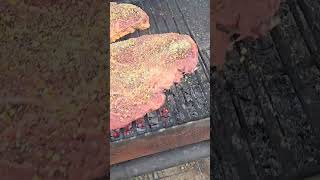 Fired up the grill today beef steaks viral Shorts itswhatsfordinner hackberry oak wood [upl. by Lohcin]