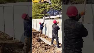 Installation process of concrete slab walls for farm [upl. by Corsetti708]