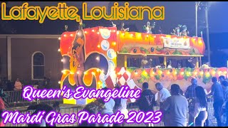 Queens Evangeline Mardi Gras Parade 2023  Lafayette Louisiana [upl. by Donella]