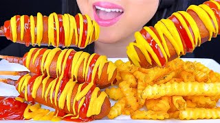 ASMR MUKBANG  CORN DOGS AND CRINKLE FRIES  EATING SOUNDS  ASMR Phan [upl. by Ridinger680]