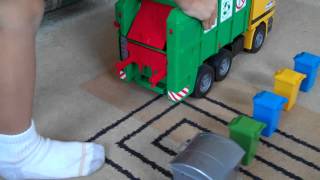 Phillips Bruder Toy Garbage Truck Video [upl. by Llerdnad]