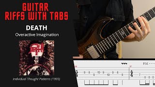 Death  Overactive Imagination  Guitar riffs with tabs  cover  lesson [upl. by Einnim273]