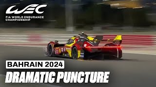 Dramatic Puncture For Ferrari Hypercar 50 I 2024 Bapco Energies 8 Hours of Bahrain I FIA WEC [upl. by Marilou]