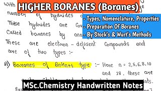 Higher Boranes  Types Nomenclature amp Properties Of Boranes  Methods Of Preparation mscnotes [upl. by Eirrej]