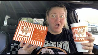 Whataburger trying the hatch green chile bacon burger Trailer Trash Tammy [upl. by Nnarefinnej]