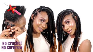 🙉❗ NO Crochet No Cornrow  Easy Way To Install Faux Locs for beginners [upl. by Ailesor]