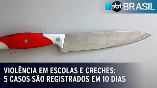 Violência em escolas e creches 5 casos são registrados em 10 dias  SBT Brasil 050423 [upl. by Gwenni]