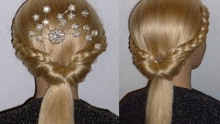 SCHNELLE und Easy Frisur für mittellange Haare SchuleFreizeit Braided Updo HairstylePeinados [upl. by Ryann]