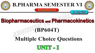 Biopharmaceutics And Pharmacokinetics MCQ  Unit1  BP604T  B Pharm 6th sem 3rd year [upl. by Lehcear]