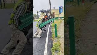 Process Of Manually Bending And Installing Corrugated Beam Barrier Steel Board With 4MM Thick [upl. by Onairpic]