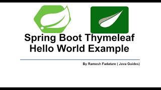 Spring Boot Thymeleaf Hello World Example Tutorial [upl. by Arod]