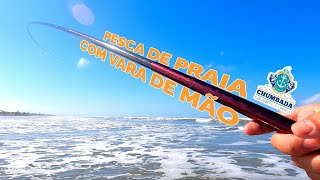 PESCA DE PRAIA MUITO DIVERTIDA com VARA TELESCÓPICA dentro da água chumbadaoficial pescaria [upl. by Lerret]