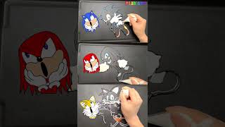 Making Super Sonic hedgehog VS Knuckles VS Tails Pancake art Challenge shorts [upl. by Pleione]