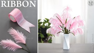 DIY Satin Ribbon reeds flowers  How to make ribbon crafts  best Ribbon decoration ideas [upl. by Head660]