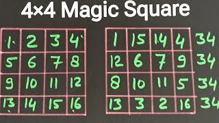 44 magic square  4×4 magic square  4 by 4 magic square trick ‎GANITKIMAYA [upl. by Carlock875]