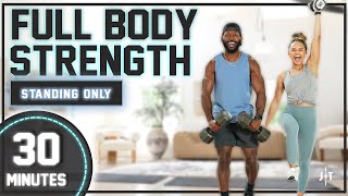 30 Minute Full Body Dumbbell Strength Workout All StandingNo Repeat [upl. by Euqinimod]