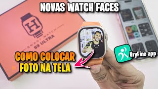 Como Colocar Foto na Tela do Smartwatch S9 ULTRA trocar e criar mostrador de tela no App Hryfine [upl. by Jefferey]