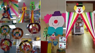 Preschool decoration ideasClassroom wall hanging decorationjoker theme decorationDoor decoration [upl. by Selway]