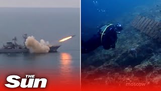 Ukraine taunts Russia on anniversary of Moskva sinking calling it a scuba diving attraction [upl. by Nnor]