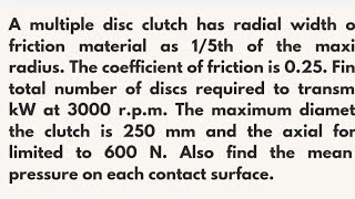 Numerical Problem  Multiplate Clutch [upl. by Walker155]