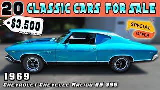 20 CHEAP Classic Cars SALE  1969 Chevrolet Chevelle Malibu SS 396 at Great Prices [upl. by Medarda]