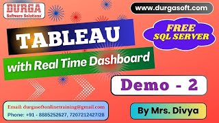 TABLEAU with Real Time Dashboard tutorials  Demo  2  by Mrs Divya On 25102024 8AM IST [upl. by Tyre]