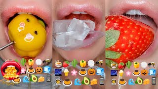 Satisfying EMOJI FOOD CHALLENGE ASMR Eating Kohakutou Ice Fondant Mukbang 먹방 [upl. by Auqinimod]