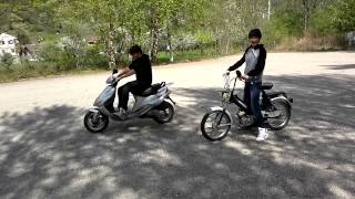 garelli 50 vs kymco fever zx 50 wheelie [upl. by Nasas]