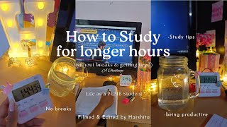 How to Study for longer hoursˎˊ˗𐙚‧₊˚📒⏳˚⊹♡  Life as a PCMB Student 🌷 Challenge  No breaks [upl. by Lepp727]