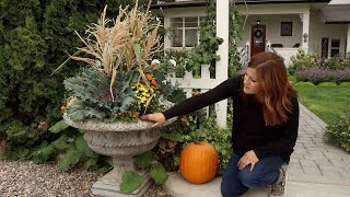 Fall Containers with Cornstalks 🥰🌾🍁  Garden Answer [upl. by Nacnud483]