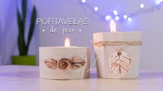 DIY COMO HACER PORTAVELAS DE YESO MANUALIDADES FÁCILES PARA HACER EN CASAcandle holders [upl. by Omle]