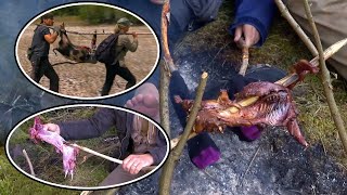 Man and Woman Survive in the Wild Successfully Hunting Wild Boar and Hare for a Wilderness BBQ [upl. by Lait]